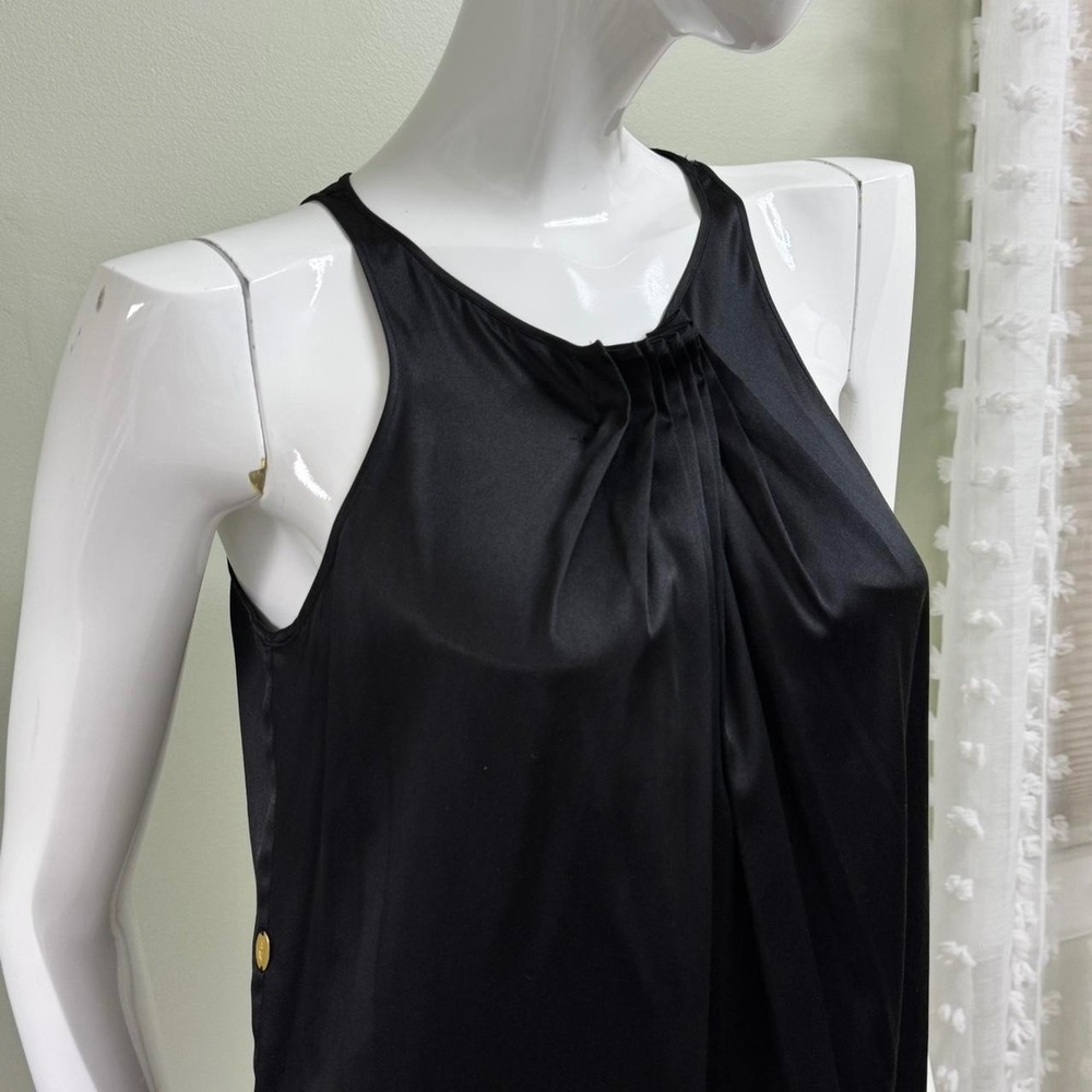 Avant-Garde Noir Pleated Silk‎ Tank Dress – Size Small